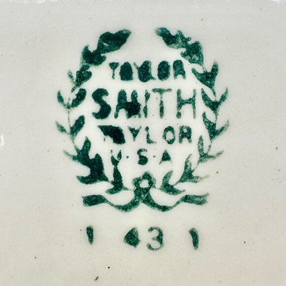 Vintage Taylor Smith Taylor Oval Serving Dish 13.5 Inch Cream Pink Roses Floral - Picture 5 of 6